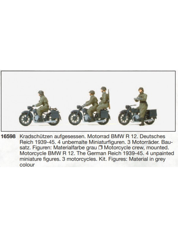 PREISER 16598 Scala HO Militari in motocicletta in kit da costruire