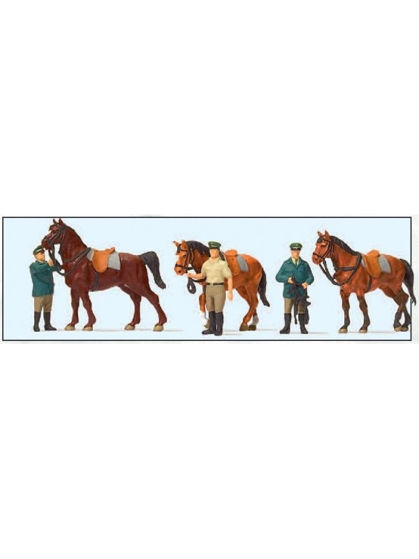 PREISER 10583 Scala HO Poliziotti tedeschi con cavalli