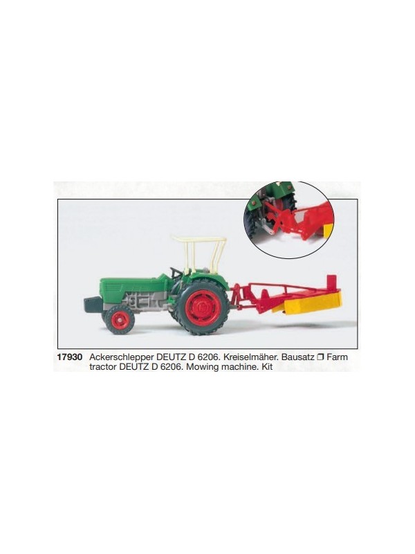 PREISER 17930 Scala HO Trattore agricolo con tagliaerba (in kit da costruire)