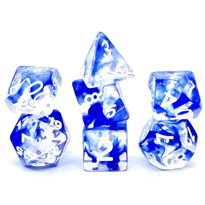 Set di 7 Dadi Transparent - Nebula Blue