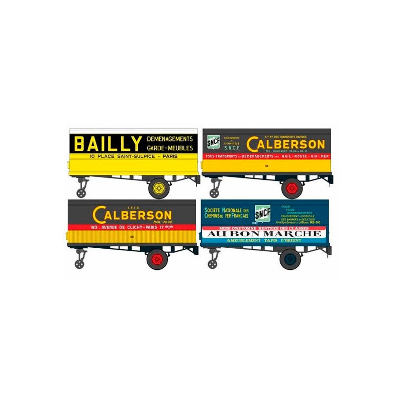 Set di quattro rimorchi: Bailly, Calberson (x2) e Au Bon Marche. REE MODELES FB-006