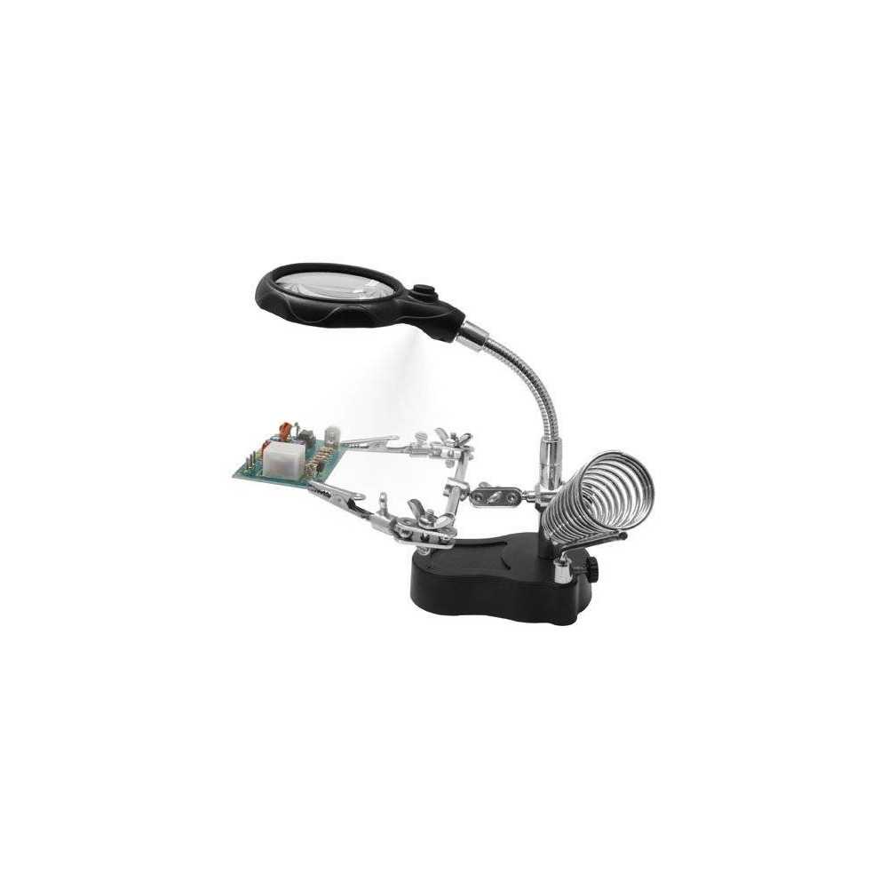 Siva Toys Supporto snodabile per saldatura con LED, Lente e porta saldatore (art. HH3)