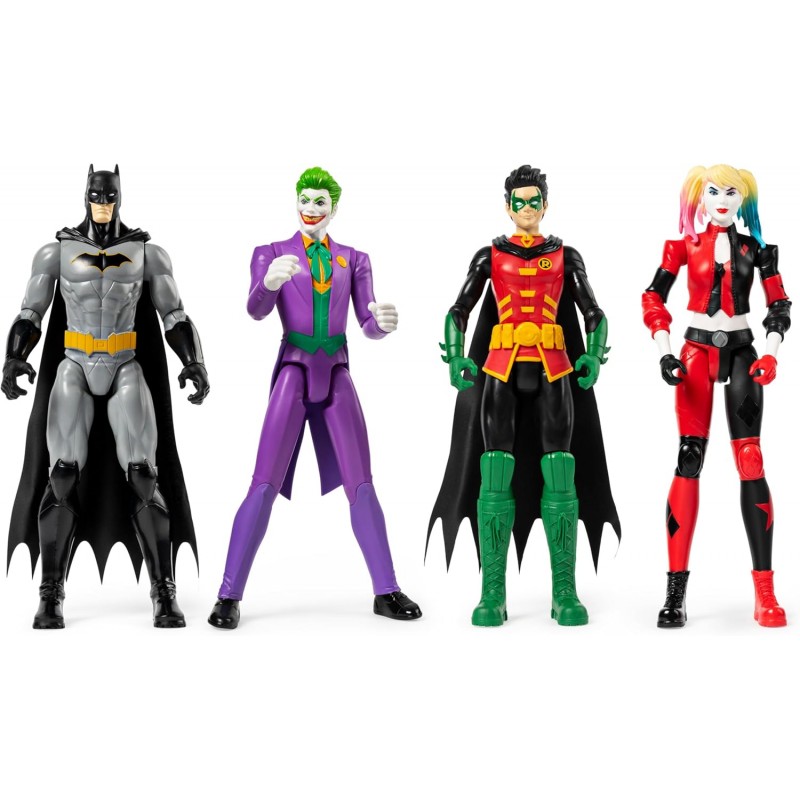 SPIN MASTER - DC Comics Batman + Robin + Joker + Harley Quinn da 30cm. - 6056955