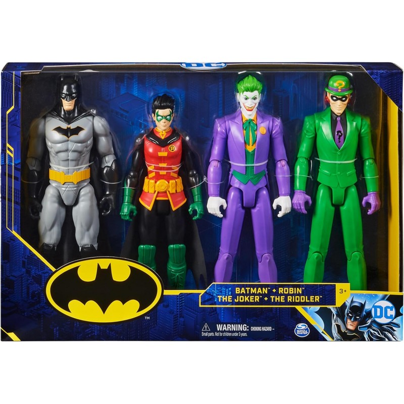 SPIN MASTER - DC Comics Batman + Robin + Joker + Riddler da 30cm. - 6056955