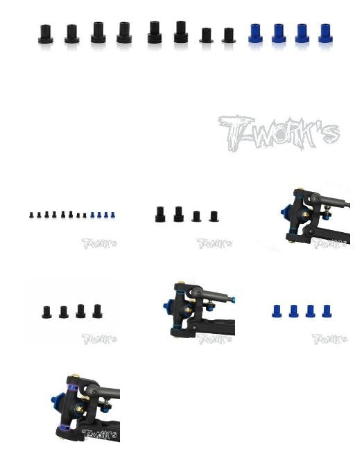 TE-146 7075-T6 Alum. Caster Hat Bushings Set ( For Team Associated RC10 B6/B6D ) 2 each of 0deg,1deg,2deg,3deg.& 1.5deg 4pcs.