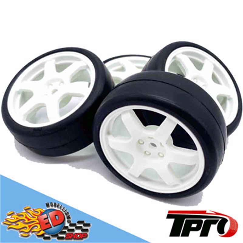 TPRO 1/10 TC Racing Premounted Tire Long Life 40sh (4) - [TP440140WH]