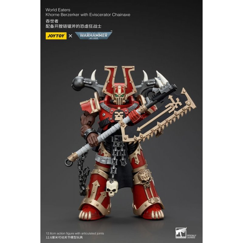Warhammer 40k Action Figure 1/18 World Eaters Khorne Berzerker with Eviscerator Chainaxe 13 cm