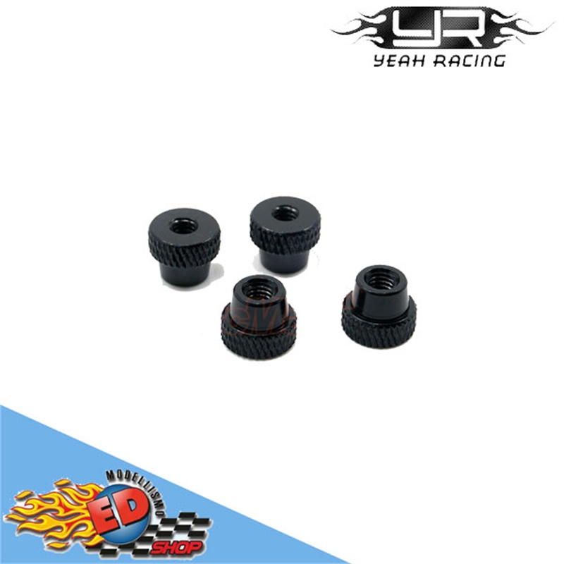 Yeah Racing dadi ruote per setup system in alluminio colore NERO - [YT-0182BK]
